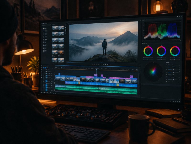 Editing timeline on a monitor